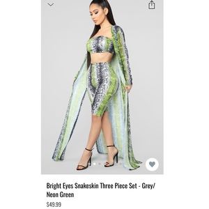 Bright Eyes Snakeskin 3piece set Fashion Nova